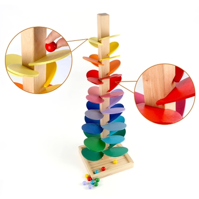 Montessori Eğitici Oyuncak Blokları Ahşap Müzik Ağacı Mermer Top ile Run Track Oyunu Bebek Çocuk Çocuk Zeka Ahşap