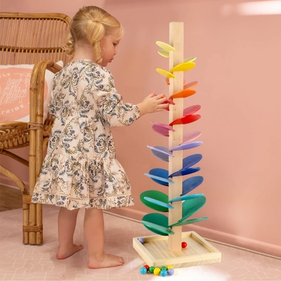 Montessori Eğitici Oyuncak Blokları Ahşap Müzik Ağacı Mermer Top ile Run Track Oyunu Bebek Çocuk Çocuk Zeka Ahşap