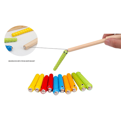 Ahşap Böcek Yakalama Oyunu 5 Solucan 1 Ahşap Oyuncak Aksesuarları Montessori Eğitici Oyuncaklar