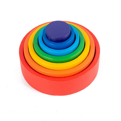 Bebek Ahşap Montessori Gökkuşağı Yapı Taşları Eğitici