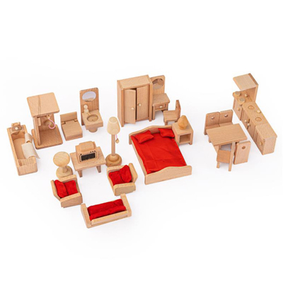 Çocuk Hediye Eğitimi için Ahşap Dollhouse Yemek Odası Masa Mobilyaları
