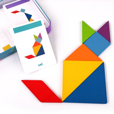 3D Ahşap Desen Hayvan Yapboz Renkli Tangram Oyuncak Çocuklar Montessori Erken Eğitim Sıralama Oyunları Oyuncaklar Çocuklar