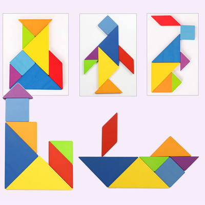3D Ahşap Desen Hayvan Yapboz Renkli Tangram Oyuncak Çocuklar Montessori Erken Eğitim Sıralama Oyunları Oyuncaklar Çocuklar