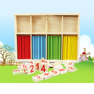 Şekil Blokları Sayma Çubukları Eğitim Ahşap Oyuncaklar Bina Zeka Bloğu Montessori Matematiksel Ahşap Kutu