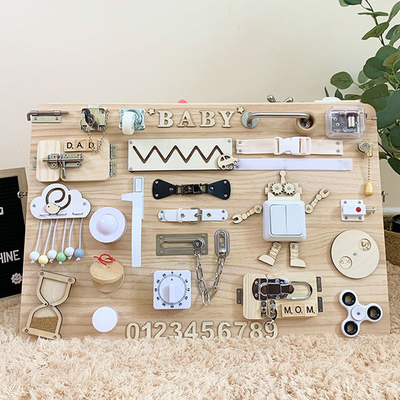 Bebek Meşgul Kurulu DIY Aksesuarları Montessori Oyuncaklar Çocuklar Ahşap Çip Beceri Eğitimi Oyunu Bulmaca Zeka Gelişimi Bebek