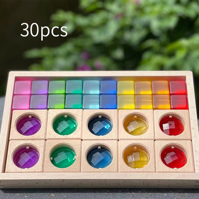Büyük Renkli Sokak Ahşap Mücevher Blokları Çocuklar Şeffaf Pencere Blokları Oyun X Tuğla Akrilik Küp Blokları Bebek İstifleme T