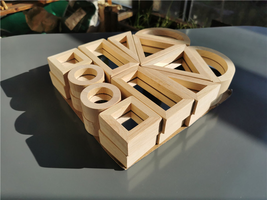 Çocuklar Montessori Ahşap Oyuncak Duyusal Gökkuşağı Ayna Blokları Katı Kauçuk Ahşap İstifleme Akrilik Buliding İstifleyici Eğitici