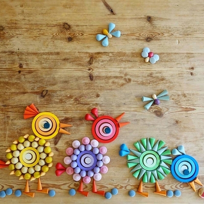 Ahşap Gökkuşağı Gevşek Parçalar Okul Öncesi Bebek İçin Renkli Montessori