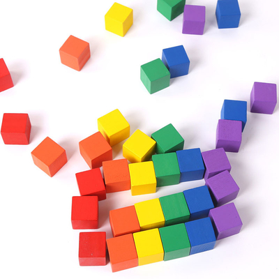 Renkli Ahşap Küpler Yapı Taşları Oyuncak Bebek Renk ve Geometrik Şekil Ahşap Chil için Eğitici Oyuncaklar