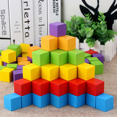 Renkli Ahşap Küpler Yapı Taşları Oyuncak Bebek Renk ve Geometrik Şekil Ahşap Chil için Eğitici Oyuncaklar