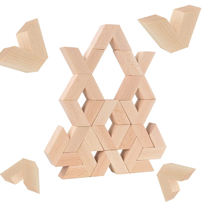 16 adet V Şekli Doğal Büyük Ahşap 3D Yapı Taşları Oyuncaklar Bebek Boyasız Ahşap Montessori Eğitim İstifleme Blokları