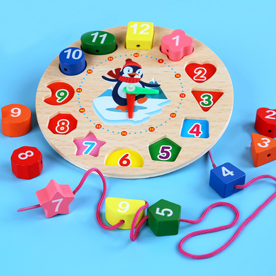 Renkli Ahşap Dijital boncuklu saat Montessori Hayvan Eğitici Boncuk Bulmacalar Alet Eşleşen Saat Oyuncak Çocuk