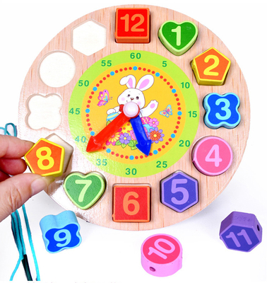 Renkli Ahşap Dijital boncuklu saat Montessori Hayvan Eğitici Boncuk Bulmacalar Alet Eşleşen Saat Oyuncak Çocuk