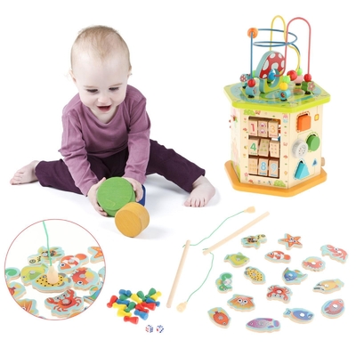 Montessori Yeni Yıl Çocukları Bebek Bebek İçin Büyük Ahşap Etkinlik Küpü
