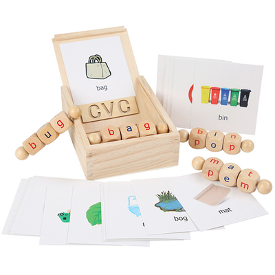 Montessori Ahşap Okuma Blokları Dönen Harf Eğirme Alfabesi Öğrenme