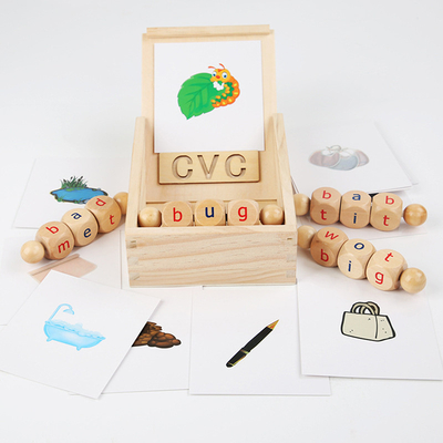 Montessori Ahşap Okuma Blokları Dönen Harf Eğirme Alfabesi Öğrenme
