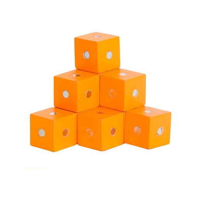 Eğitici Kare Küp Gökkuşağı Manyetik Bloklar 10pc 2X2X2cm Ahşap