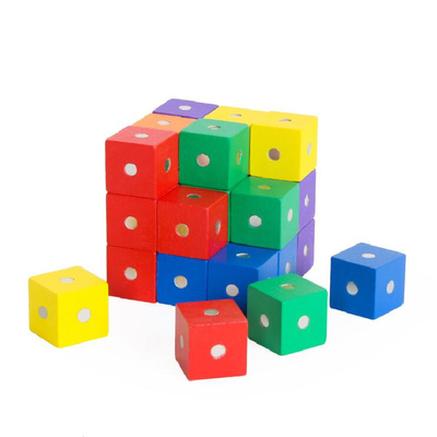 Eğitici Kare Küp Gökkuşağı Manyetik Bloklar 10pc 2X2X2cm Ahşap