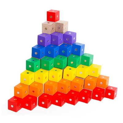 Eğitici Kare Küp Gökkuşağı Manyetik Bloklar 10pc 2X2X2cm Ahşap