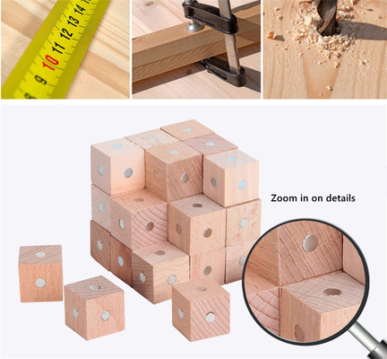 Eğitici Kare Küp Gökkuşağı Manyetik Bloklar 10pc 2X2X2cm Ahşap