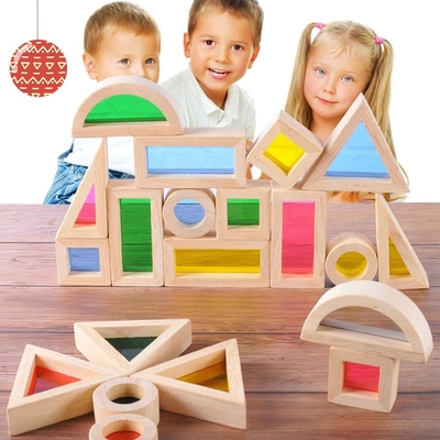 Akrilik Eğitici 24pcs Gökkuşağı Yapı Taşları Çocuklar İçin Hediye
