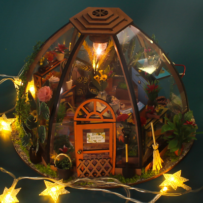 Mobilya Bahçe Aracı LED Işık Pil ile Ahşap DIY Minyatür Dollhouse