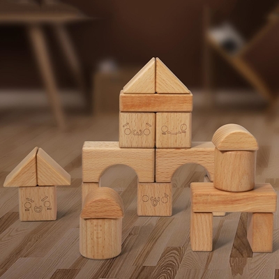 Masif Ahşap İstifleme Blok Oyuncak Şekli Biliş DIY Çocuklar İçin