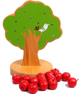 Elma Ağacı Ahşap Montessori Bebek Oyuncakları Çocuklar İçin Meyve Toplama Eğitici