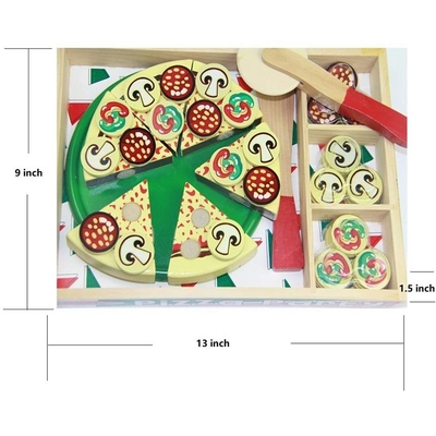 64 Adet Ahşap Pizza Oyuncak Oyna Pretend Çocuklar İçin Yemek Pişirme