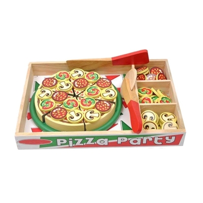 64 Adet Ahşap Pizza Oyuncak Oyna Pretend Çocuklar İçin Yemek Pişirme