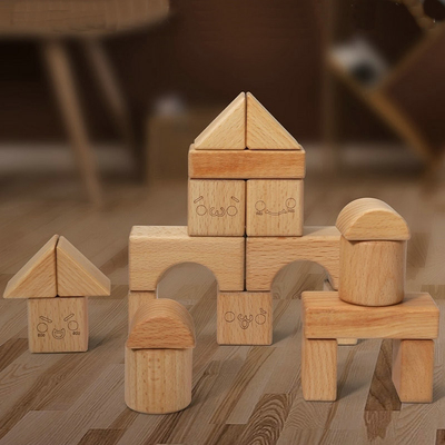 20 adet Kayın Burlywood Ahşap Bloklar Oyuncaklar Doğal Montessori Öğrenme Eğitimi