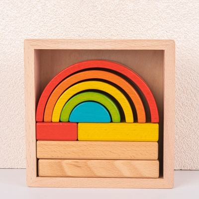 Ahşap İstifleyici Yerleştirme Bulmaca Blokları Montessori Okul Öncesi İçin İstifleme Oyunu