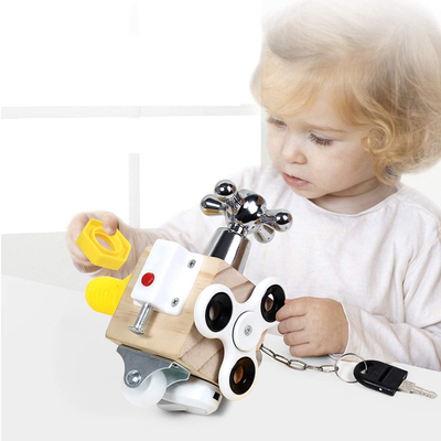Ahşap Montessori Oyuncaklar Çocuklar İçin Meşgul Küp Seyahat Eğitici
