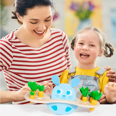 Ahşap Tavşan Dengesi Yapı Taşı Turp Çekme Oyunu