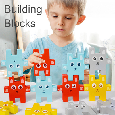 Çocuklar Montessori Hayvan İstifleme Blokları Oyuncaklar Tavşan Jenga Dengeleme Oyunları