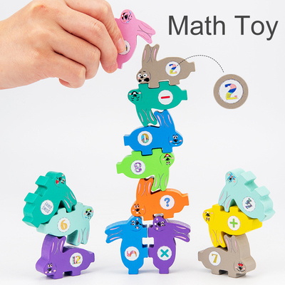 Çocuklar Montessori Hayvan İstifleme Blokları Oyuncaklar Tavşan Jenga Dengeleme Oyunları