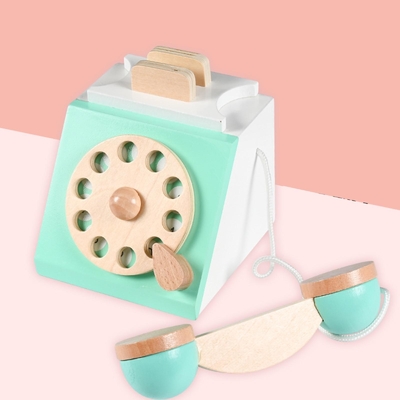Retro Simülasyon Telefon Playset Çocuklar İçin Ahşap Eğitici Oyuncak