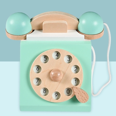Retro Simülasyon Telefon Playset Çocuklar İçin Ahşap Eğitici Oyuncak