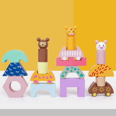 Okul Öncesi Yürümeye Başlayan Bebek İçin Ahşap Tren Kamyon Şekli DIY Eğitici Oyuncak