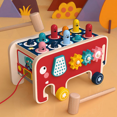 Toddler Boys Girls için 2 Tokmak Ahşap Çekiç Oyuncak Çapaksız