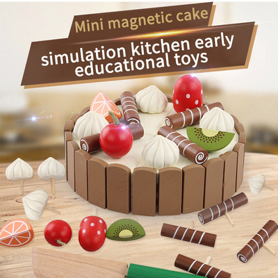 17 ADET Simülasyon Ahşap Mini Mutfak Seti Erken Eğitim İçin DIY Manyetik
