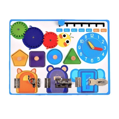 Montessori Ahşap Takvim Saat Erkek Kız İçin Kilit Açma Tahtası