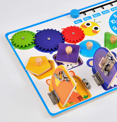 Montessori Ahşap Takvim Saat Erkek Kız İçin Kilit Açma Tahtası