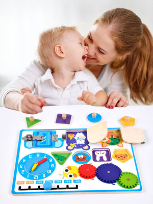 Montessori Ahşap Takvim Saat Erkek Kız İçin Kilit Açma Tahtası