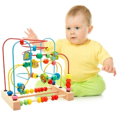 Çocuklar İçin Ahşap Erken Eğitici Oyuncaklar Daire İlk Boncuk Coaster Labirent