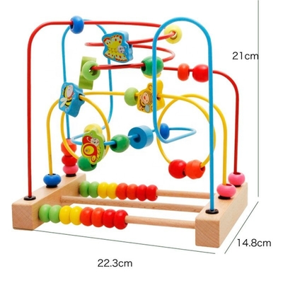 Çocuklar İçin Ahşap Erken Eğitici Oyuncaklar Daire İlk Boncuk Coaster Labirent