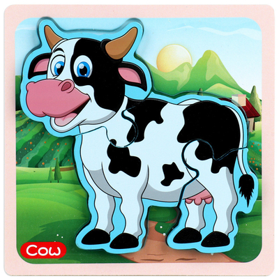 Ahşap Karikatür Hayvan 3D Bulmaca Çocuklar Erken Eğitim Bilişsel