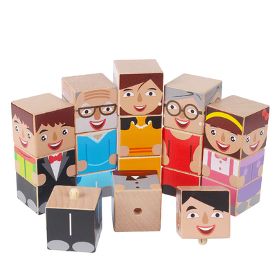 Bebek Ahşap Oyuncaklar Yaratık Blokları Set Ebeveynler Çocuklar Aile Eğitici
