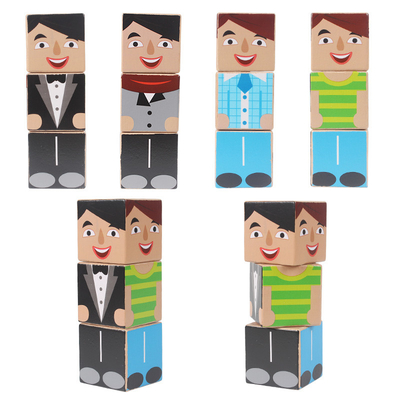 Bebek Ahşap Oyuncaklar Yaratık Blokları Set Ebeveynler Çocuklar Aile Eğitici