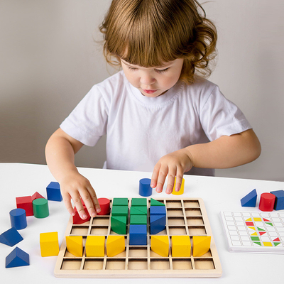 Yaratıcı Ahşap Blok Bulmaca Montessori Öğretimi Çocukların Erken Eğitimi